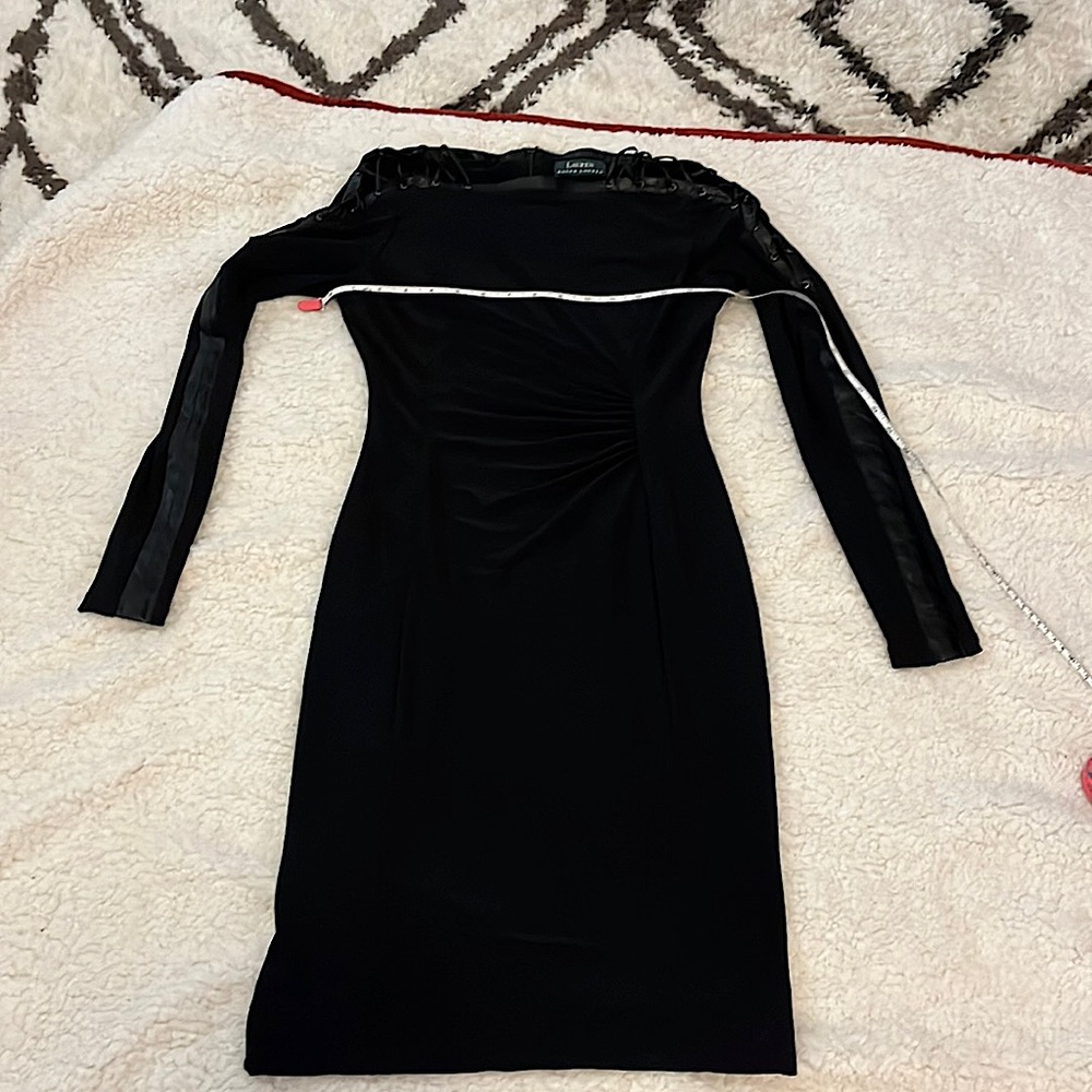 Lauren by Ralph Lauren black with leather detail trim